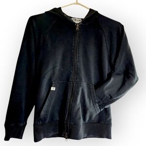 Bruzer Womens Small Petite Black Black Cowl Neck Zip Up Hoodie Sweater